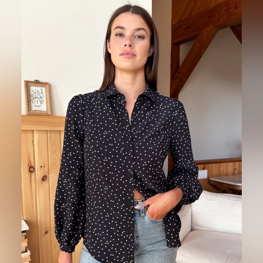 NEW Emerson Fry Frankie Blouse - Forget Me Nots Black